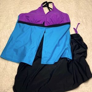 NWOT Split Front Tankini with Skirt Bottom